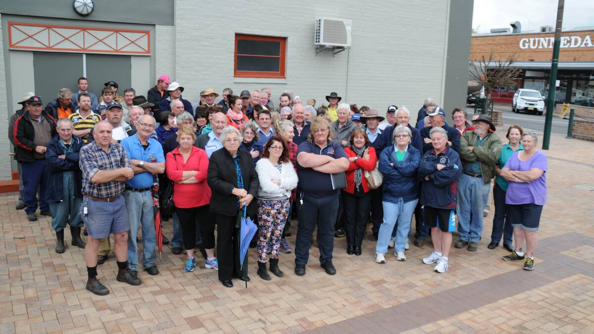 Not happy: Gunnedah residents turn out for a protest against making part of Chandos Street one way.
