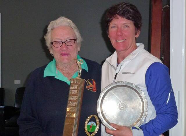 Winner of Mavis Sheehan Memorial Trophy, Jean Palmer with Gunnedah Plate winner, Tammy Sheridan.