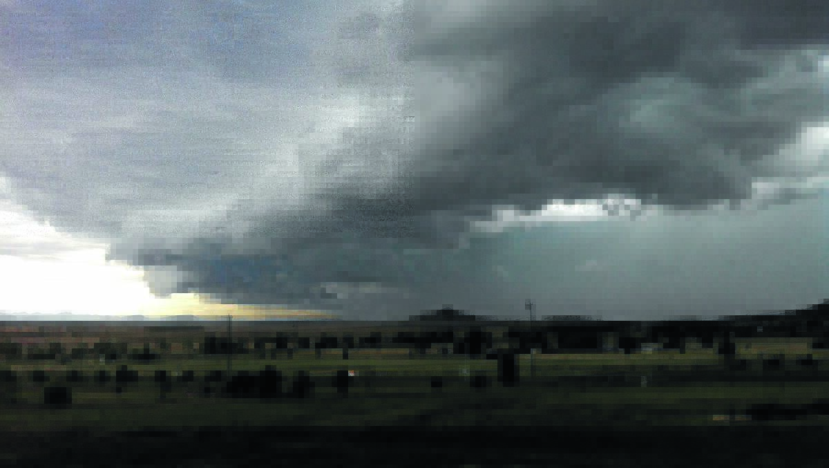 This photograph of the approaching storm front on Sunday afternoon was taken by Kristen Dunn on Eveleigh Road.