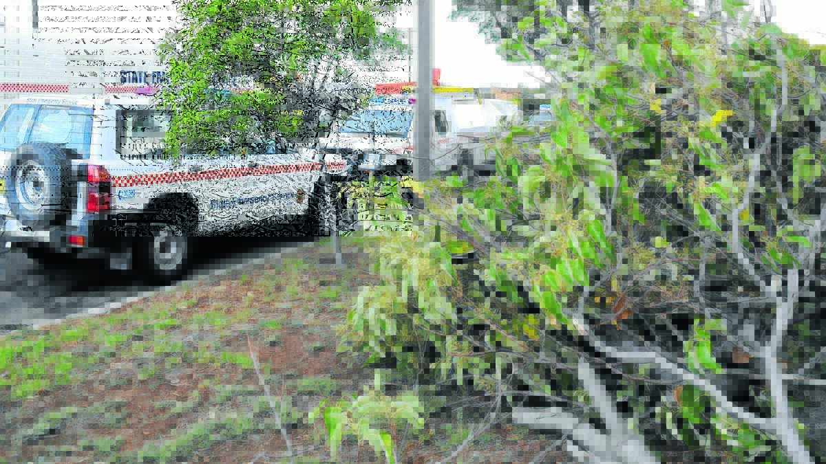 Debris littered the streets in Gunnedah after the wild storm. 