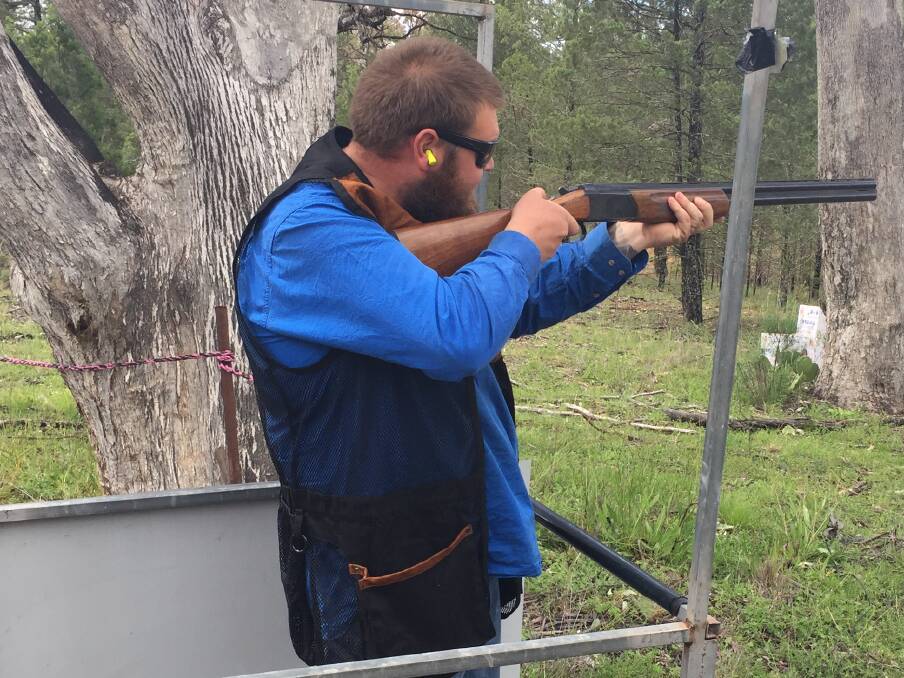 CONCENTRATE: Gunnedah's Marcus Shorter lines up the target on Saturday as he takes part in the Gum Tree Shoot.