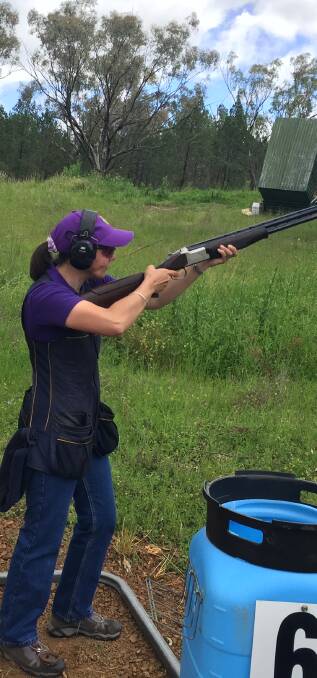 ON TARGET: Gunnedah Sporting Clays member Helen Overton won the ladies division on both days as she recorded scores of 81 and 88 out of 100.