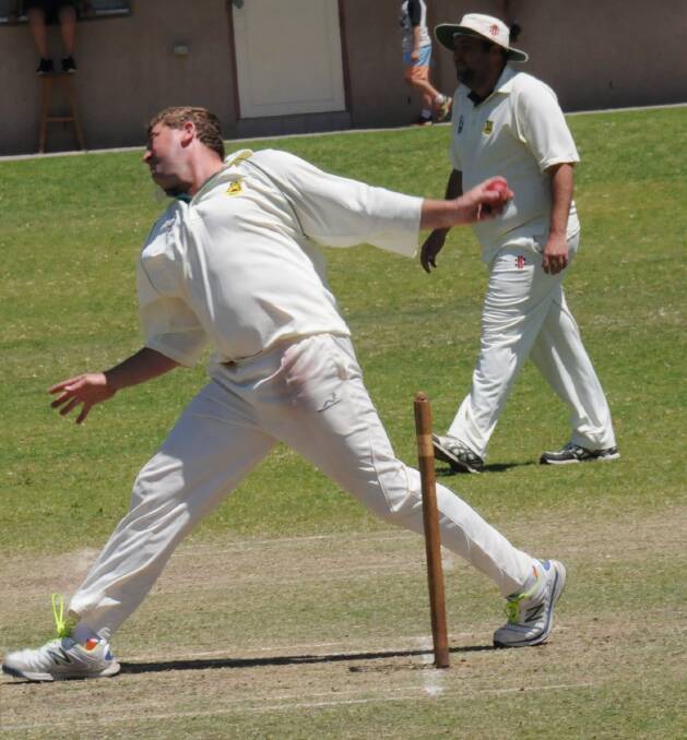 AT FULL SPEED: Gunnedah's Troy Sands puts every ounce of effort into this delivery in a recent cricket match.