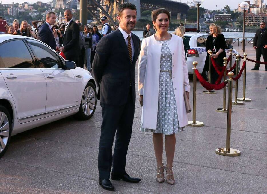 Denmark's Crown Prince Frederik and his Australian-born wife Crown Princess Mary pose for a photograph as they arrive at the Sydney Opera House. Photo: David Gray