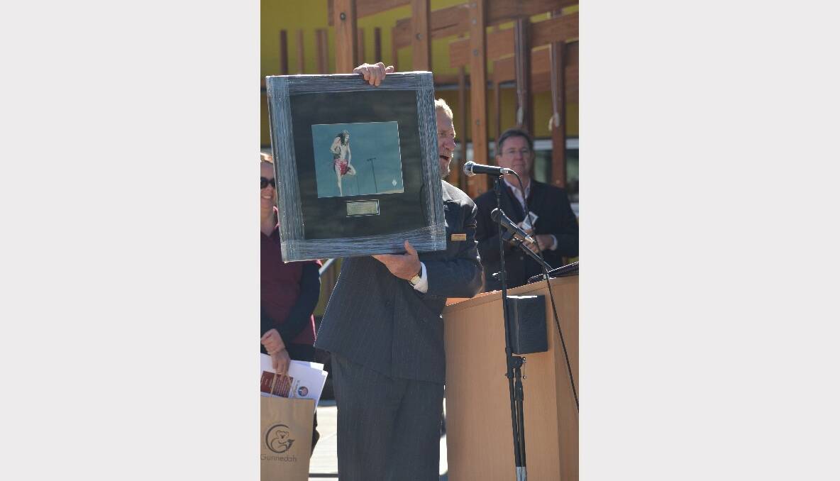 Gunnedah Mayor Owen Hasler presented the centre with a framed photograph of Aboriginal man Eric Natty, pictured on the Pullaming Stock Route.