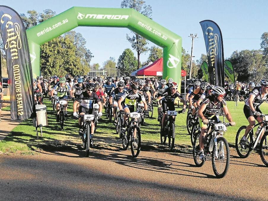 And they’re off: Competitors roll off the start line at last weekend’s Keepit Real 100.