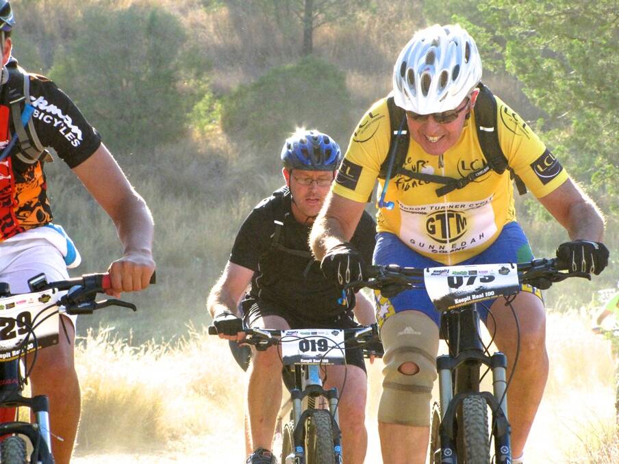 Gunnedah's Garry Turner tackles a hill climb at the Lake Keepit course.
