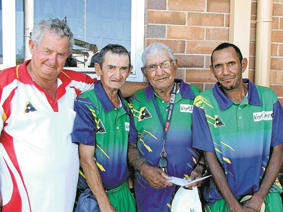 Congratulations go to the boys from Walgett on their win in the Taylor Automotive - Australia Day triples tournament last Sunday. Pictured from left, Bowling Club President, Leo Riley with the winning team, Jim Lyall, Victor Murray and Andrew Kennedy.