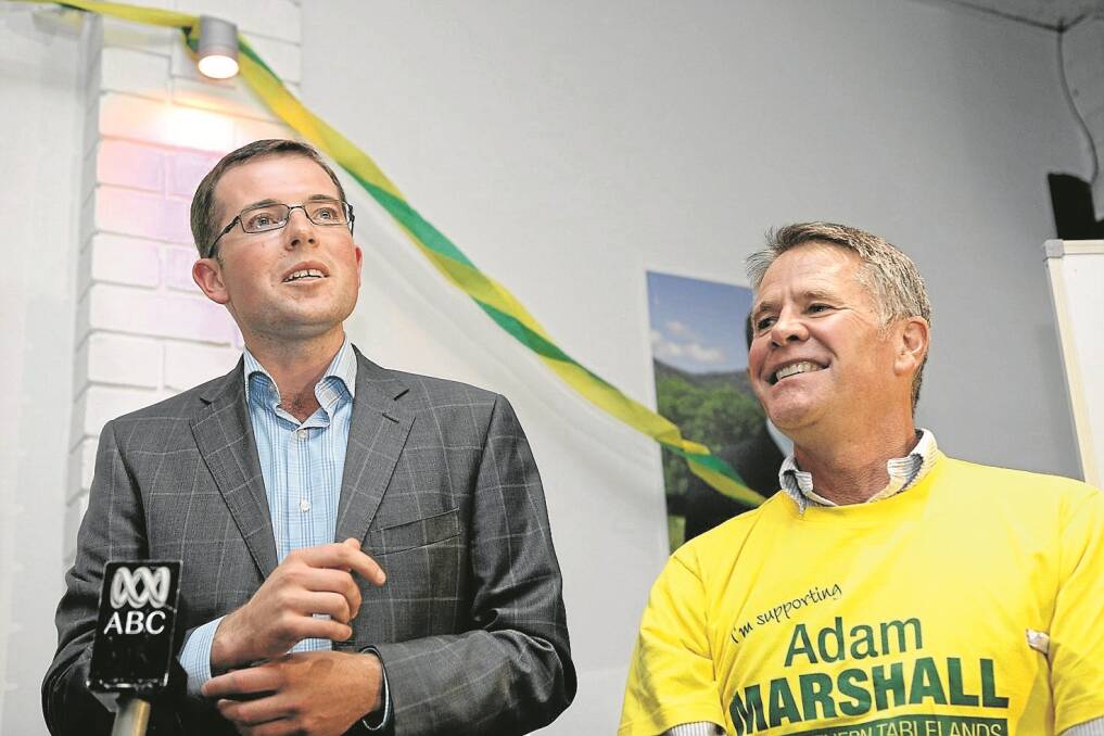 Adam Marshall and Deputy Premier Andrew Stoner in Armidale on election night.