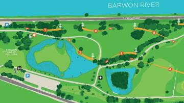 A map of the Australia-shaped islands at Barwon Valley Fun Park in Geelong, Victoria. Photo: Barwon Valley Disc Golf Course