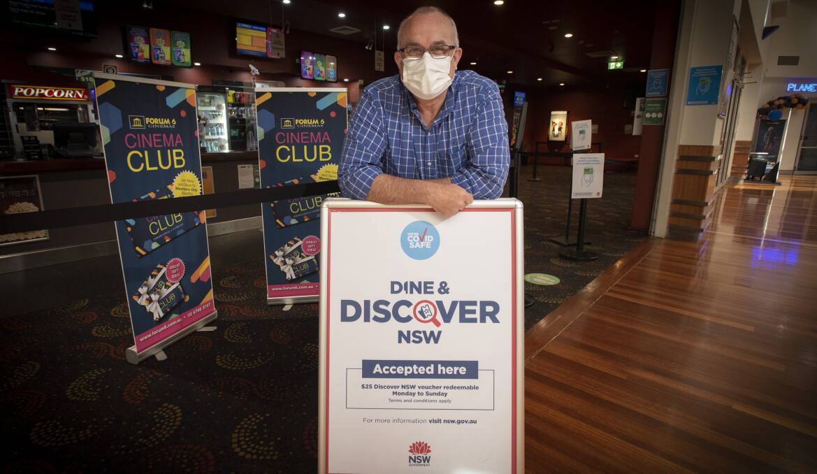 DINE AND DISCOVER: Forum 6 Cinema owner Grant Lee is keen to get customers back in front of the screen. Photo: Peter Hardin 10142021D005