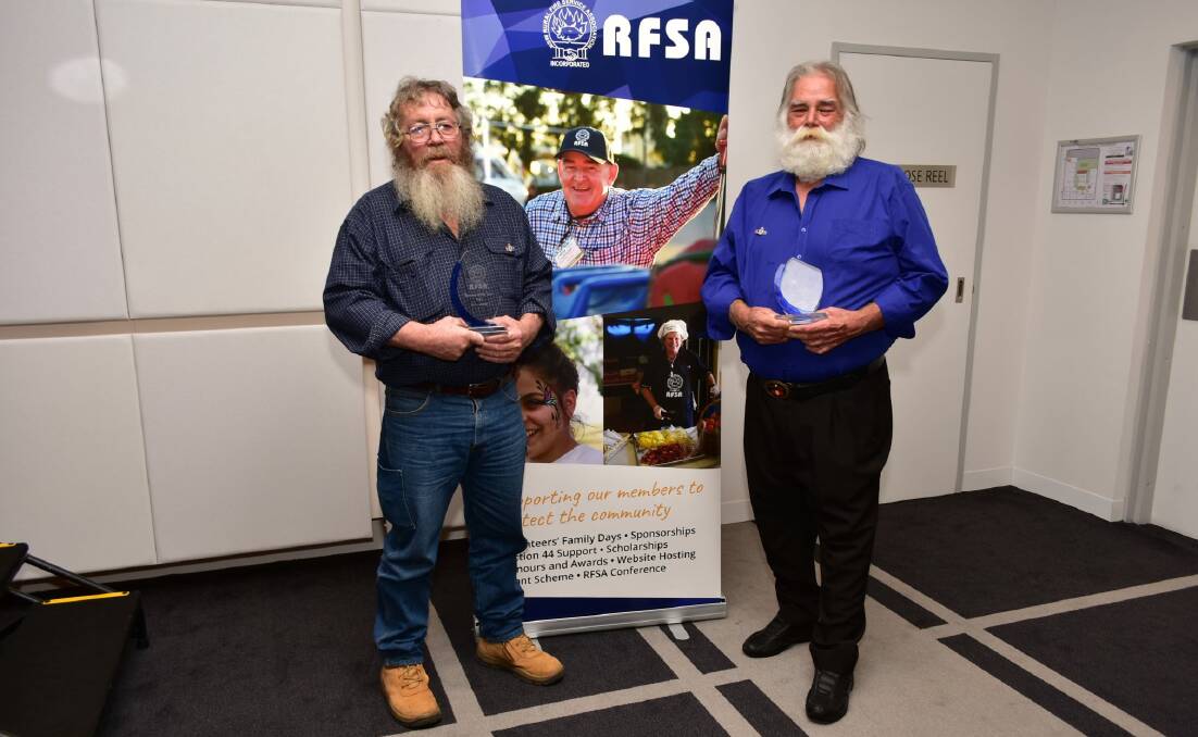 SERVICE: Rural Fire Service Association joint Members of the Year Mick Miller and Mitchum Neave. Photo: Supplied