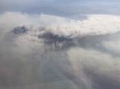 Smoke gathering in the clouds from the Pilliga forest fire below. NSW RFS Narrabri Brigade facebook. 