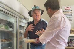 Tamworth MP Kevin Anderson and Pastor James Ardill on a visit to Liberty Foodcare in Barraba. Picture supplied