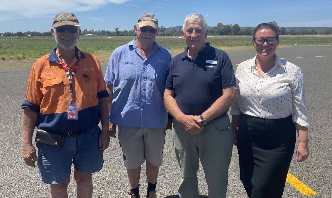 David Tiernan, Alan Kersley, Deputy Mayor Rob Hooke, Councillor Kate McGrath at the launch of the new Gunnedah Airport tarmac. Picture supplied. 