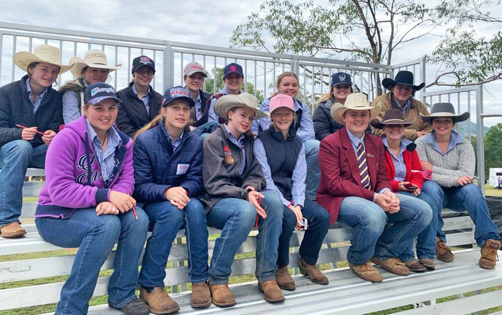 All together: Some 15 QHS students made the trip to Wingham Beef Week. Photo: Supplied.