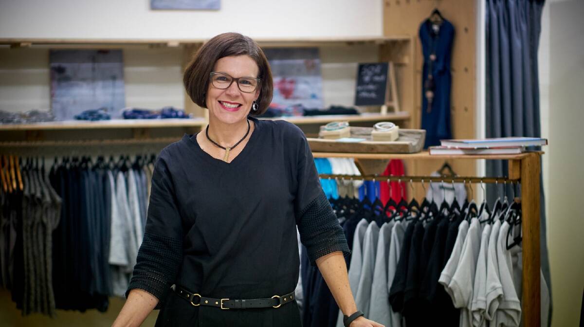 Tracy Wright, owner of New England based Raw Fibre, in her new shop which is located in the Mall Arcade in Armidale and offers locally manufactured and custom clothes. 