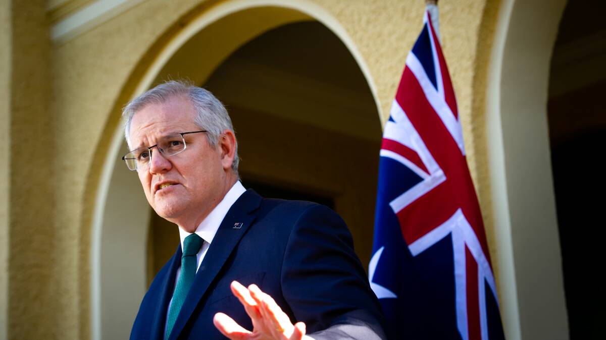 Prime Minister Scott Morrison said the government was receiving 70,000 claims for financial help each day during the nation's Covid lockdowns. Picture: Elesa Kurtz