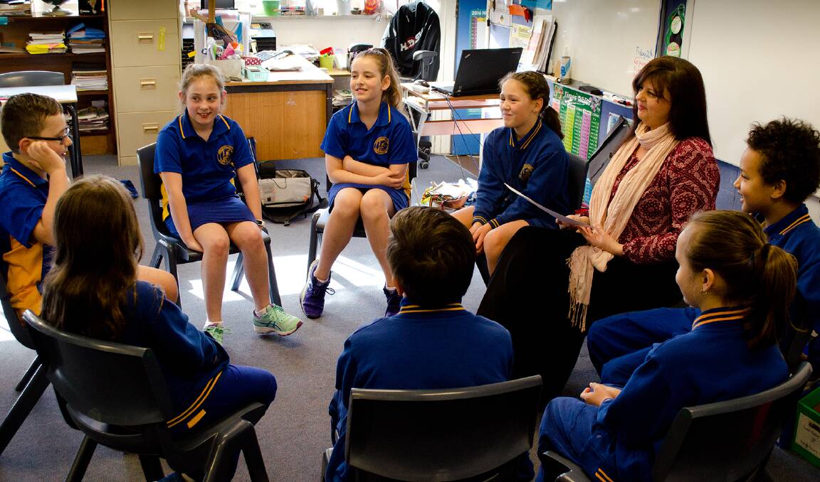 DISCUSSING IDEAS: Students at West Pennent Hills Primary School take part in an ethics class.