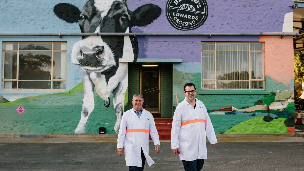 On the moove: Cheesemakers Paul Connolly and Andrew Heading at the Beston Global Food Company's Jervois dairy factory, which will soon produce more of a nutraceutical product. Photo: Supplied.