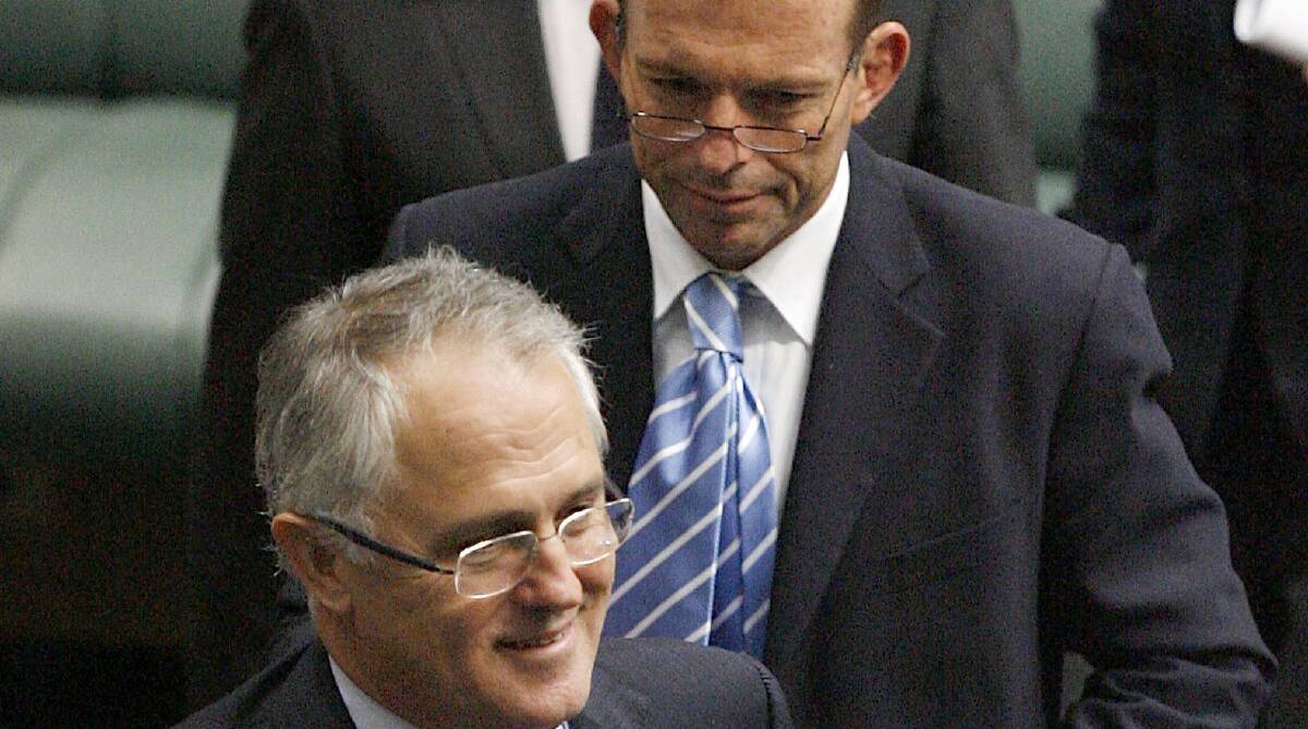 Malcolm Turnbull and Tony Abbott while in opposition in 2009. Picture by Stefan Postles