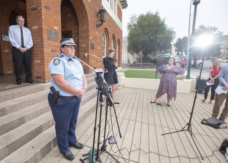 Police on patrol: Oxley Superintendent Kylie Endemi in Tamworth on Monday. Photo: Peter Hardin 300320PHA041