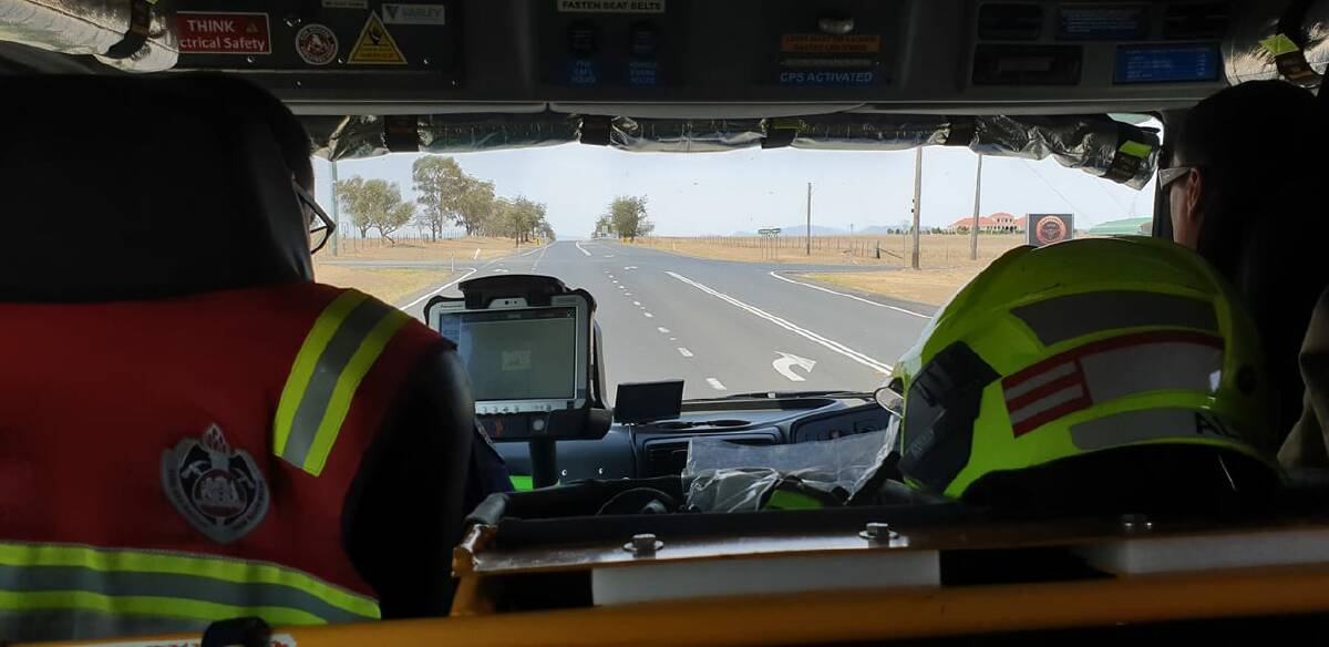 On the road: Firefighters from Tamworth en route to Sydney on Tuesday afternoon. Photo: Fire and Rescue NSW West Tamworth