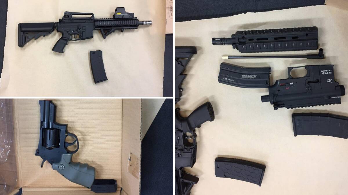Gun haul: The raid unfolded about 6.15am on Wednesday when officers discovered several guns, other weapons and drugs in the Matiland Street home. Photo: NSW Police