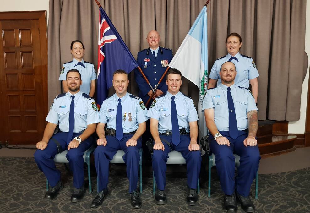 Praised: Gunnedah police officers at the ceremony in Tamworth.