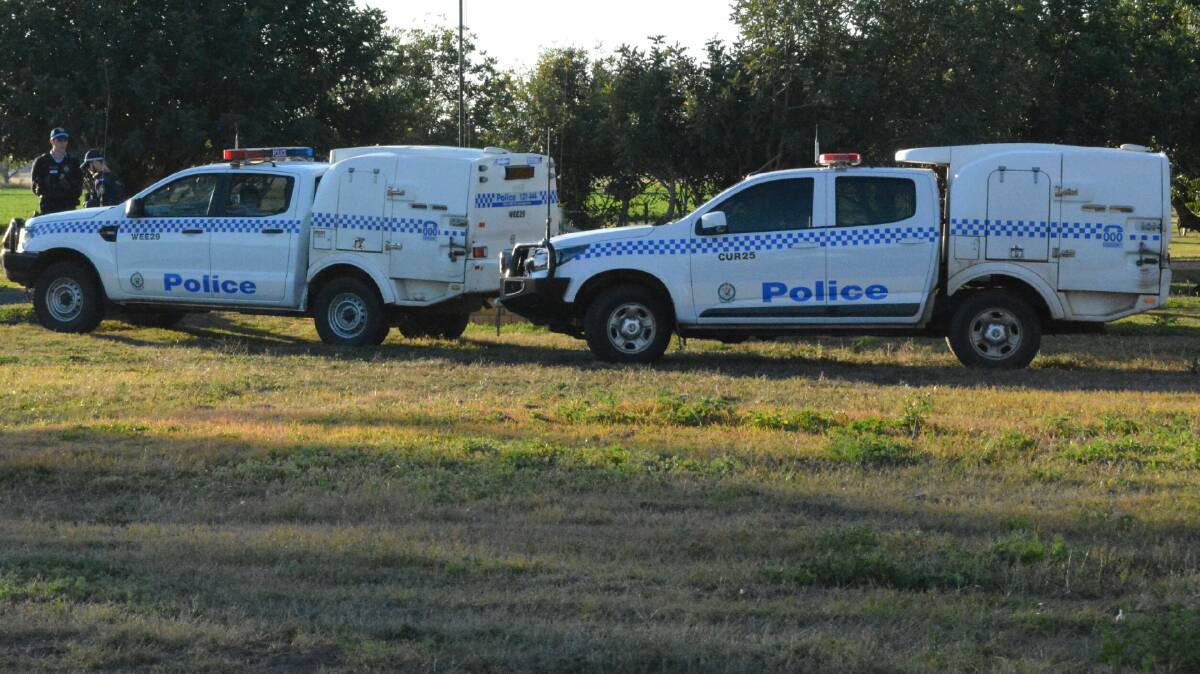 Investigations continue: Oxley police at the property on the outskirts of Gunnedah on Wednesday after the young girl's body was discovered. Photo: ACM