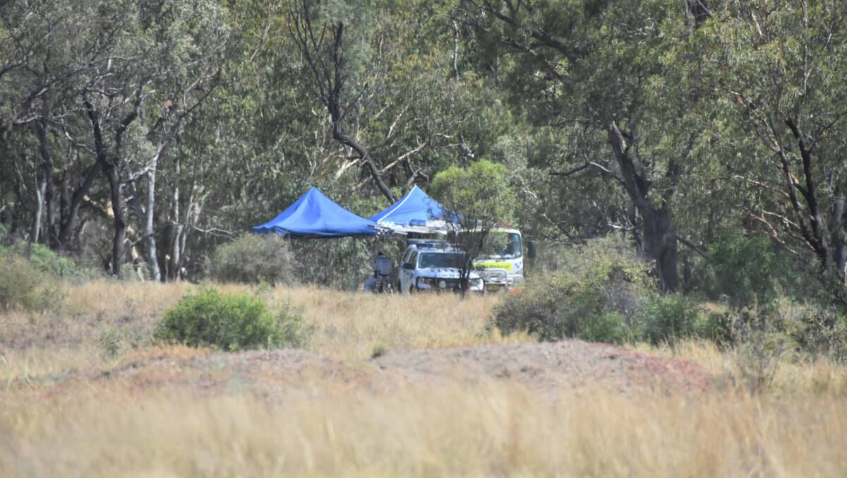 A crime scene was established on the banks of the Mehi River in Moree during the three day land search of the area. Photo: Sophie Harris