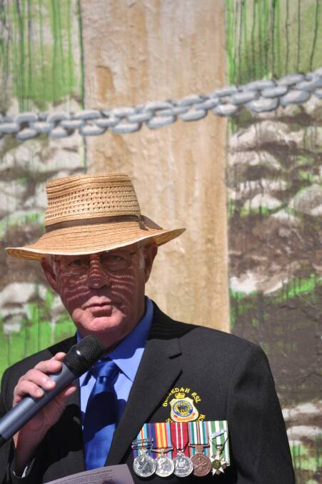 Vietnam veteran Peter Capp speaking at the service on Sunday.