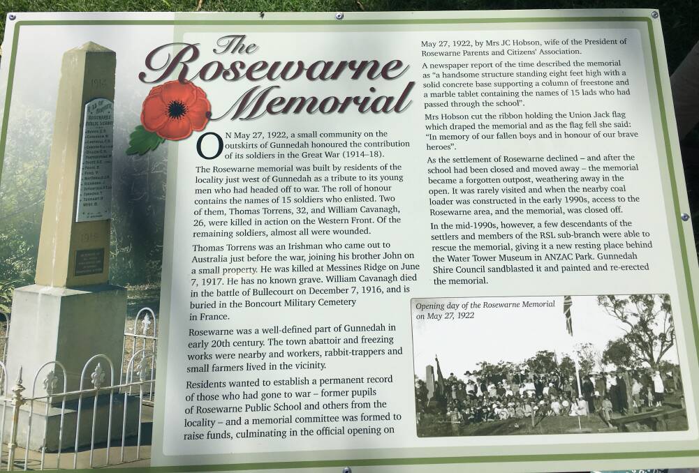 Rosewarne School War Memorial revived in Anzac Park