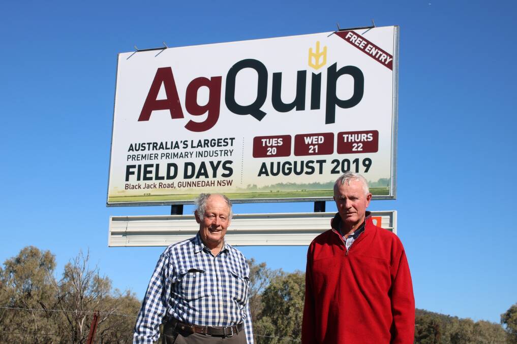 Gunnedah NSW Farmers interim president Tom Fearby and long-time member Malcolm Heath are hopeful the struggling branch can use AgQuip as a way to draw fresh blood.