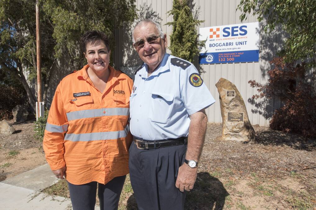 CHANGE OF COMMAND: Victoria Gunther (left) has taken up the role of Boggabri SES controller now that Geoff Eather has stepped aside. Photo: Peter Hardin