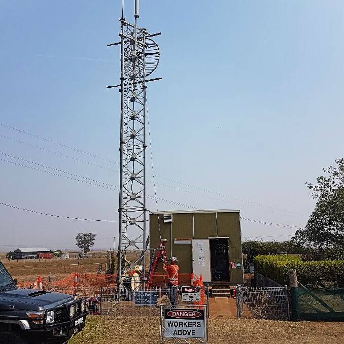 The new cell tower being installed at Spring Ridge. Photo: Tom Archer