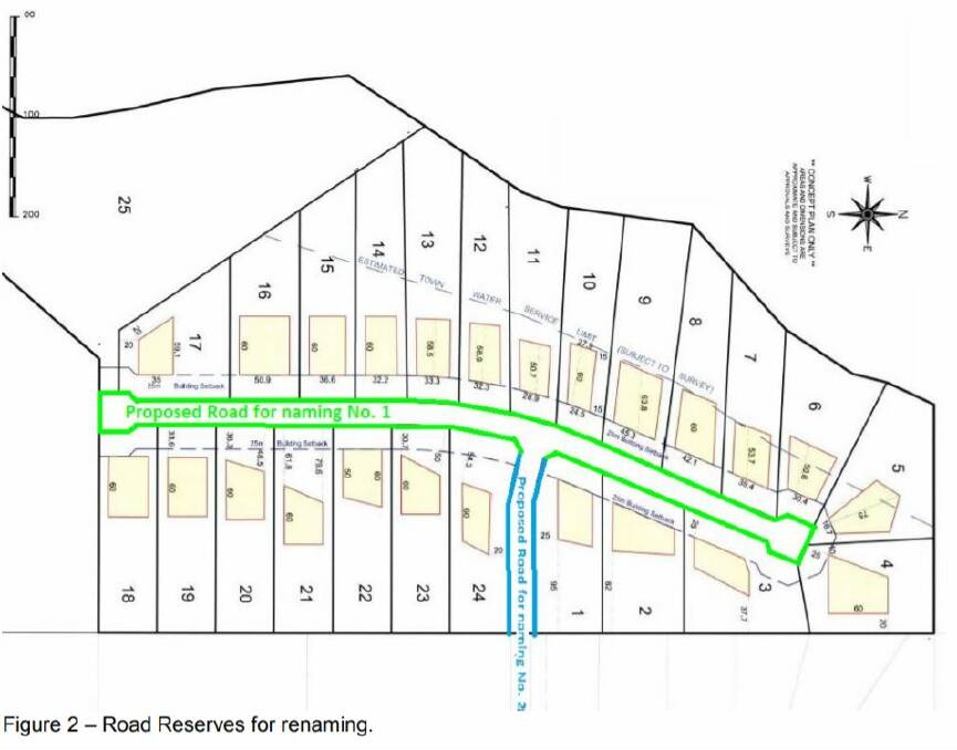 The council endorsed that road one be named Vera Joan Close and road two be named Raymond Thomas Road in the new residential subdivision off Kamilaroi Road. Image: March council paper