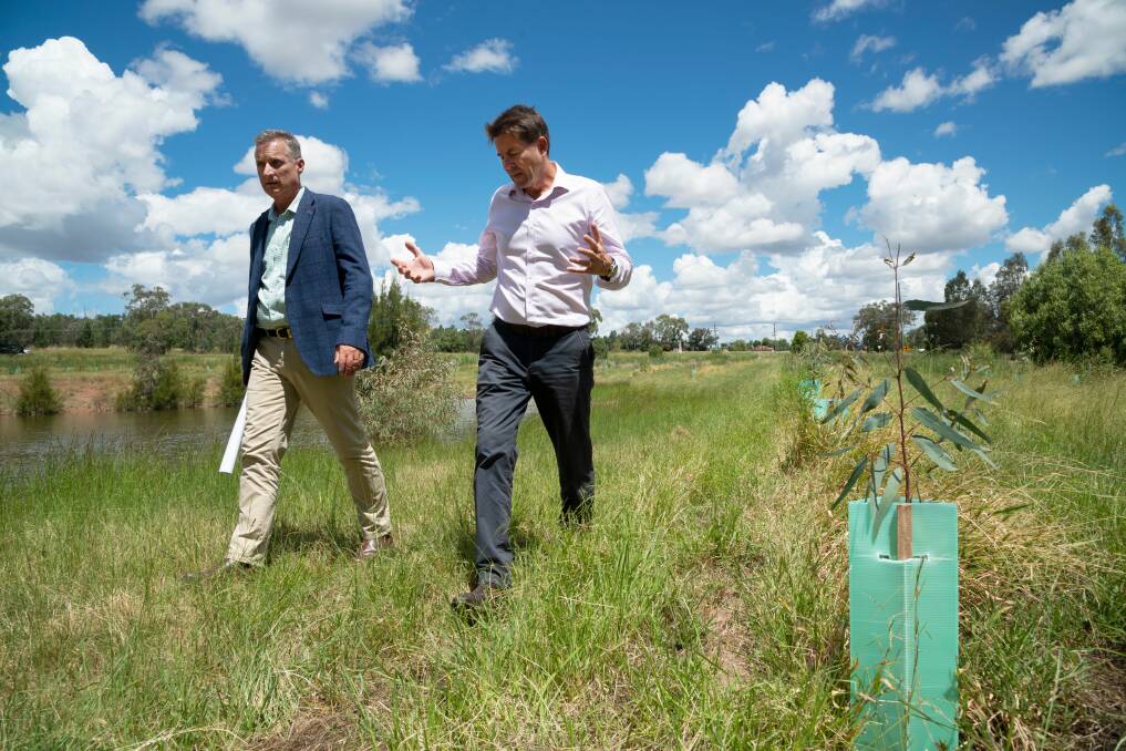 Gunnedah's Jamie Chaffey with Tamworth MP Kevin Anderson at the site of the koala sanctuary. Photo: supplied