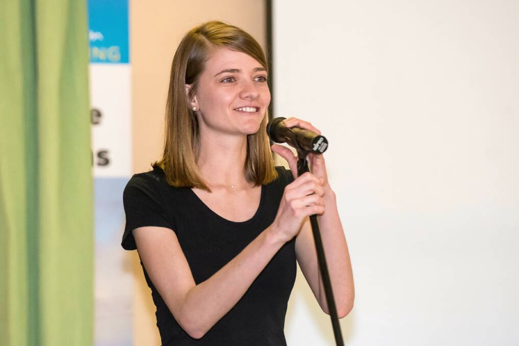 INSPIRATIONAL: Jessica Watson speaks at a youth forum in Quirindi in 2018. Photo: Peter Hardin