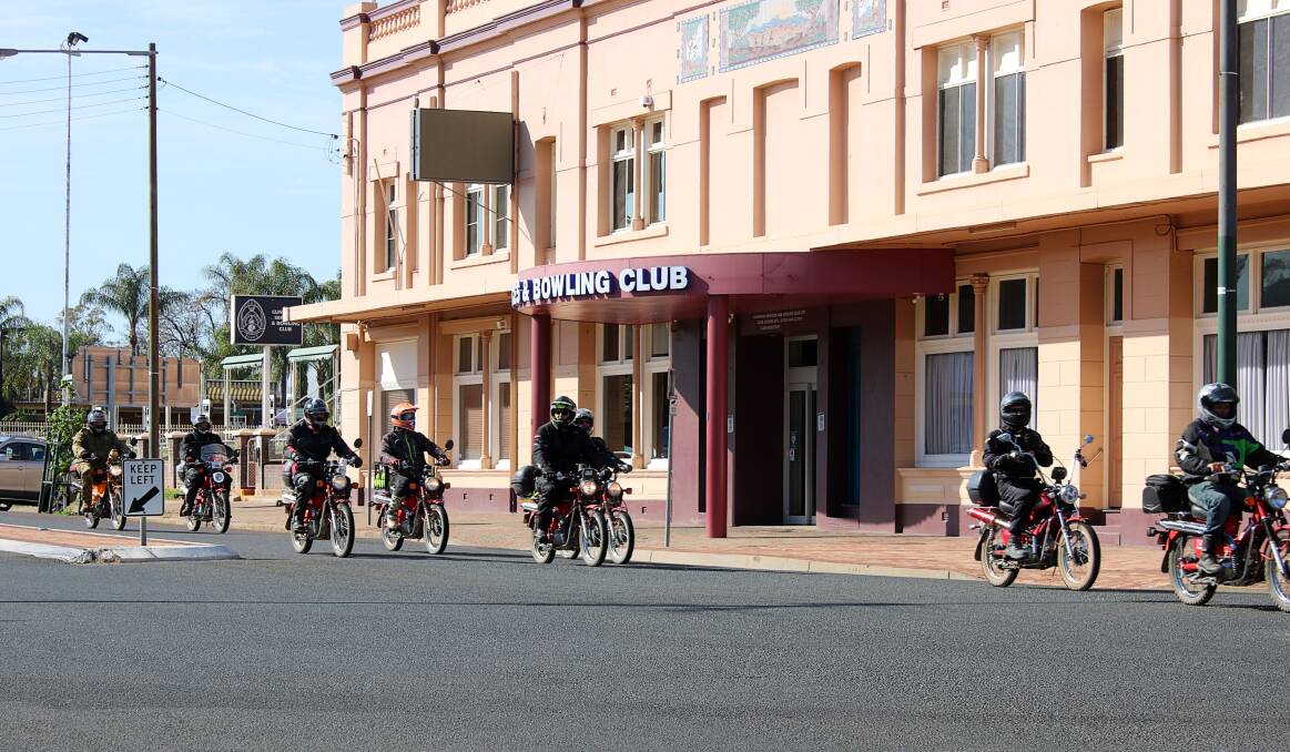 Almost 50 postie bikes wheeeling out of Gunnedah on Monday morning.