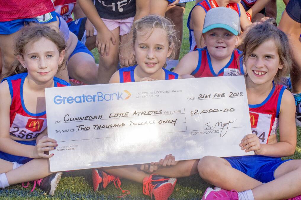 HELPING HAND: Little Athletics kids Sarah McInerney, Morgan Shannon, Lucy Hannaford and Sienna Edmunds will be among those to benefit from the grants. Photo: Alyssa Barwick