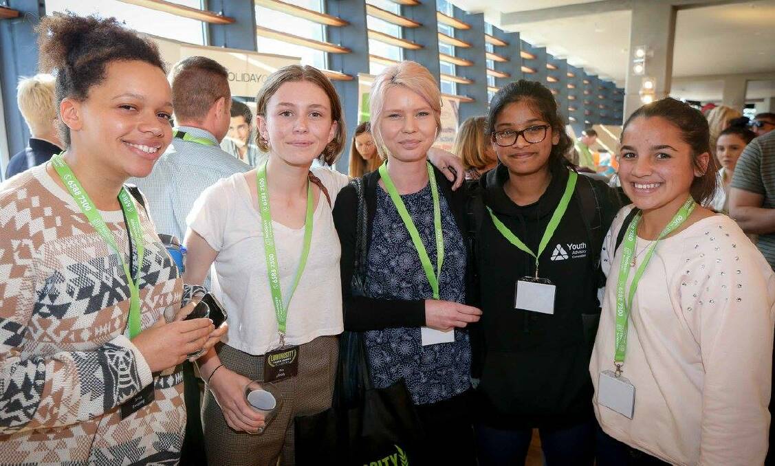 Gunnedah Shire Council youth officer Sewa Emojong (left), Taylah Riley (centre) and Charlene Winsor (right) networking at the summit. Photo: Lindsay Moller