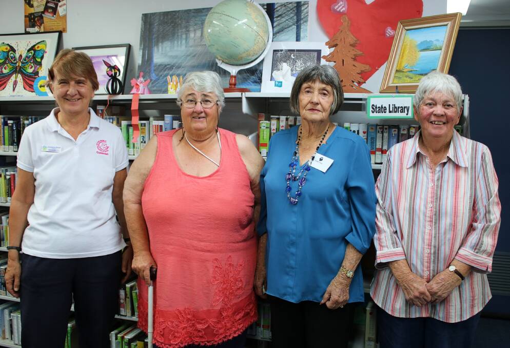 Former Gunnedah woman and Stroke Foundation's Nancy Hall (second from right) with Gunnedah librarian Christiane Birkett and locals Annette Marshall and Marg Harwood.