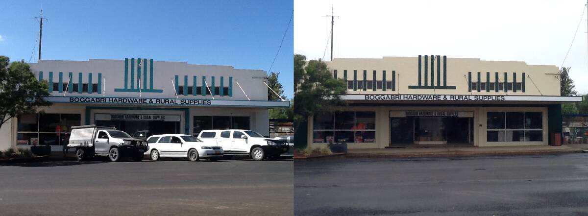 The hardware store before and after.