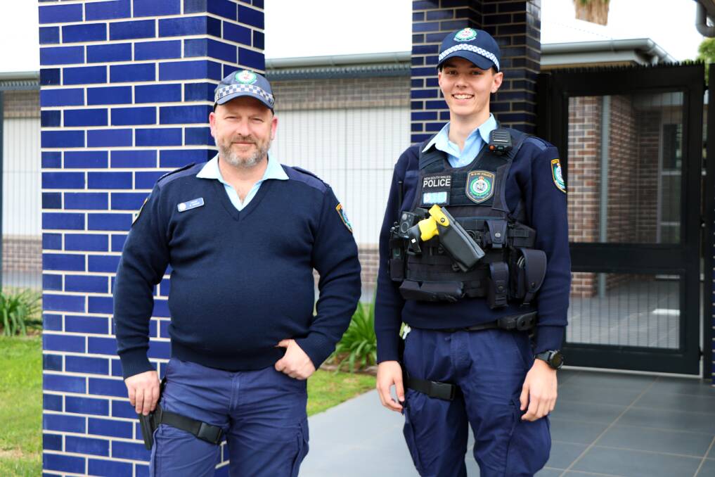Sergeant Brett Roden and probationary constable Ryan Smith at Gunnedah police station. Sergeant Ben Anderson is not pictured.