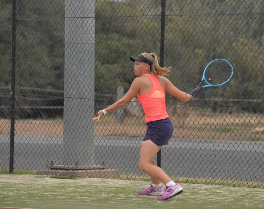 Anna Bishop in action in Gunnedah. Photo: Gunnedah Tennis Club