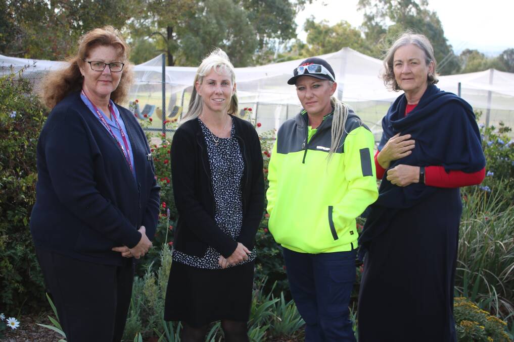 Age and Community Services Awards finalists Tina McIntosh, Casey Hatch, Kylie Gibson with Sandra Strong at Mackellar Care Services.