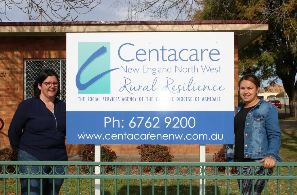 Well-being programs manager Amber Varcoe and well-being coordinator Louise Barwick at the Gunnedah Centacare office.