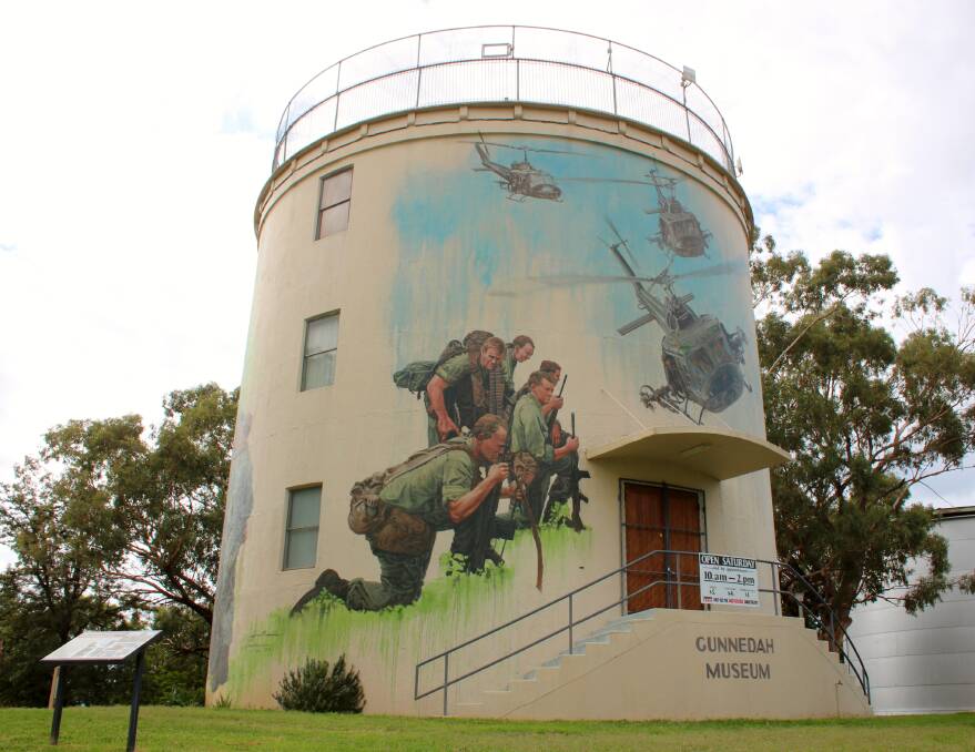 Gunnedah Water Tower Museum sits in Anzac Park between The Mackellar Centre and the pool complex in South Street.
