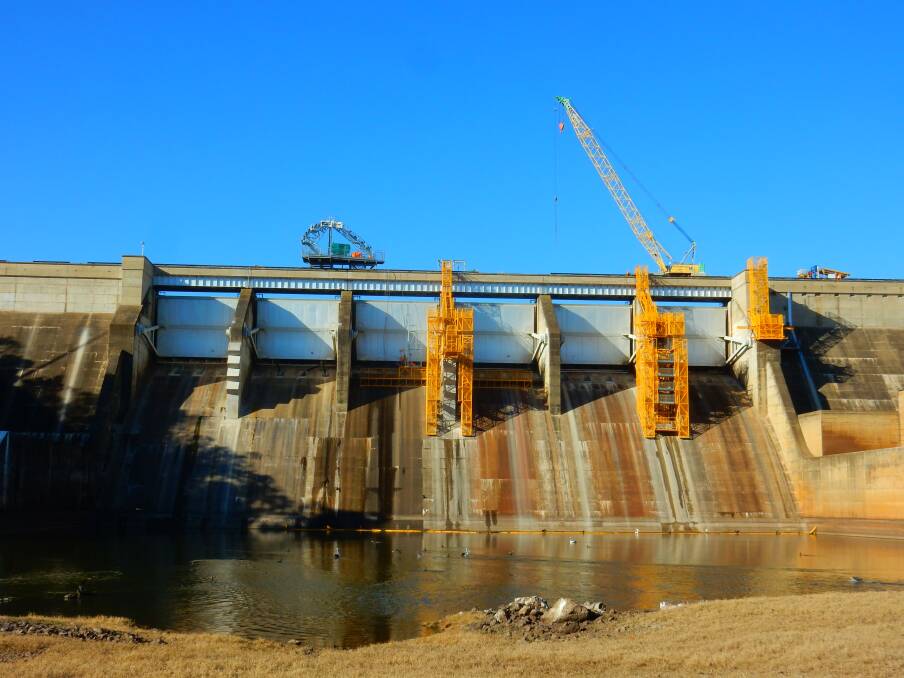 The Keepit Dam wall is the focus of a safety works upgrade. Photo: Water NSW